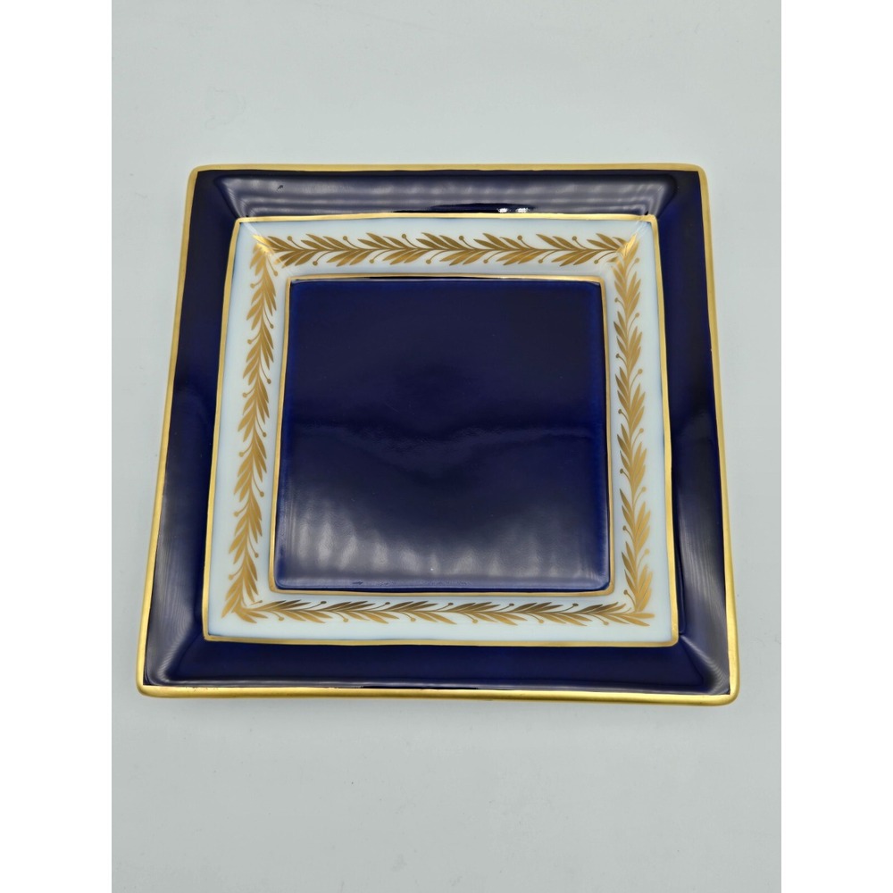 Artoria Limoges Ritz Carlton Hotel Blue Gold Leaf Porcelain Dish Bowl France 6"